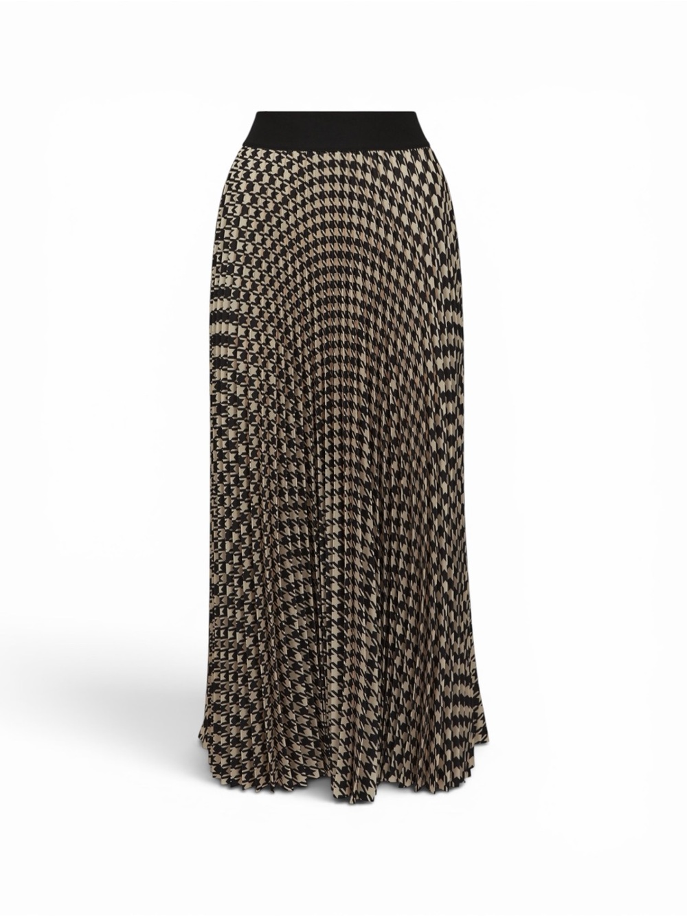 Reiss Black and white Elessia Dogtooth Pleated Midi Skirt